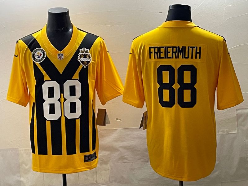 Men 2025 Pittsburgh Steelers #88 Freiermuth Yellow Retro Nike Limited NFL Jersey style 005